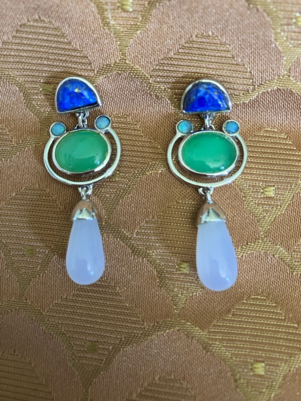 Whitney Kelly drop earrings- Lapis, Jade, Sterling Silver